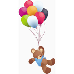 拿着彩色气球的小熊