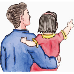 父亲节元素爸爸抱着孩子的背影装饰元素