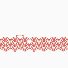 红色中国风祥云波浪背景底纹