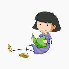 坐在地上看书的女孩