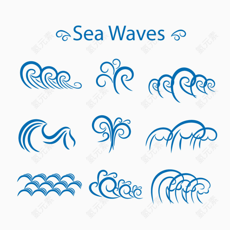 蓝色海浪设计矢量素材