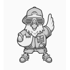 穿着皮夹克戴着眼镜的鸽子