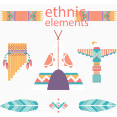 矢量手绘印第安元素