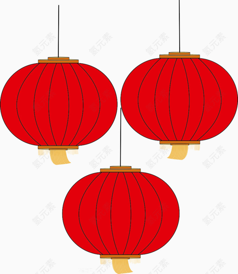 三个大红灯灯笼