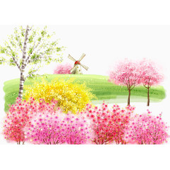 彩色小树和风车