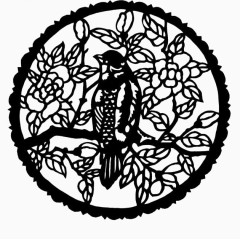 花鸟圆形剪纸图案