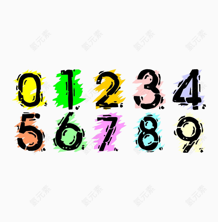 卡通创意阿拉伯数字艺术字