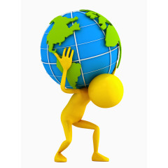 3d小人剪影卡通3d素材 地球