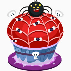 卡通手绘万圣节蜘蛛蛋糕 