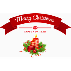 圣诞蜡烛与丝带