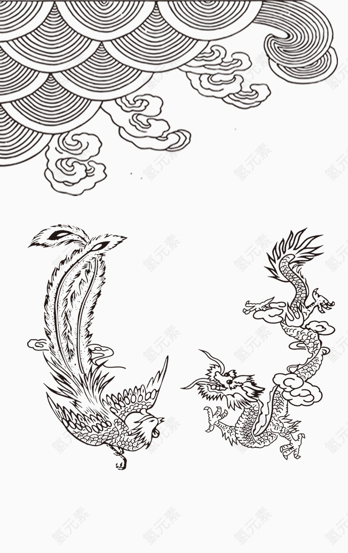 素描龙凤