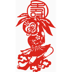 红色剪纸镂空猴子