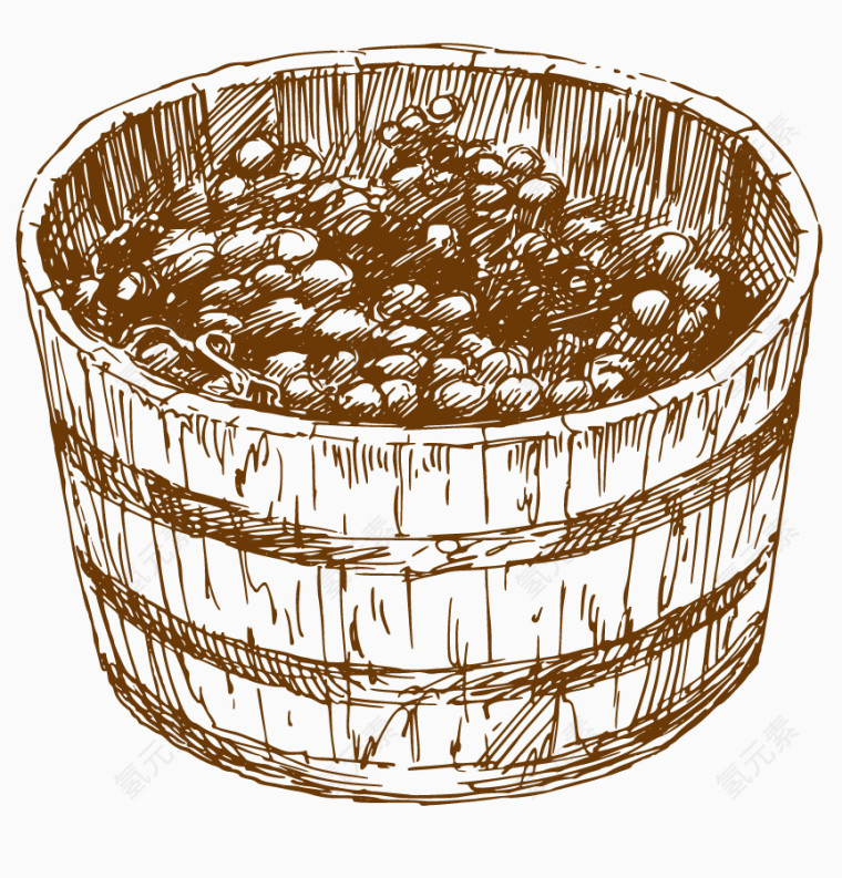 简笔画木桶