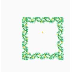 绿叶彩灯水彩边框