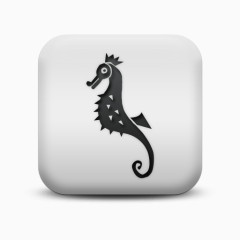 不光滑的白色的广场图标动物动物海马Animals-icons