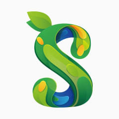 绿色可爱卡通字母字体S