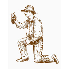 简笔画摘葡萄的工人