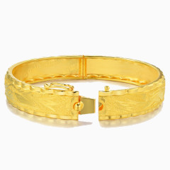 周生生黄金手镯足金水波边结婚嫁妆手镯女款09513K三