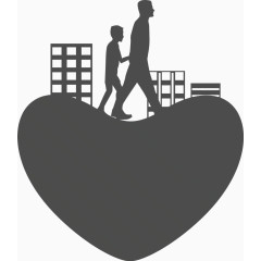 父亲节元素爸爸和小孩剪影卡通手绘装饰元素