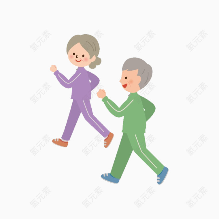 人物卡通白领跑步的老年人