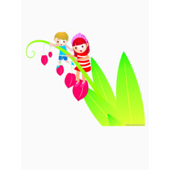 站在花朵上的孩子