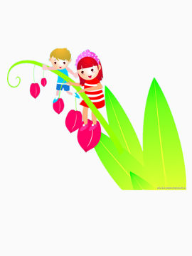 站在花朵上的孩子