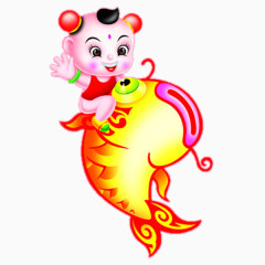骑金鱼的娃娃