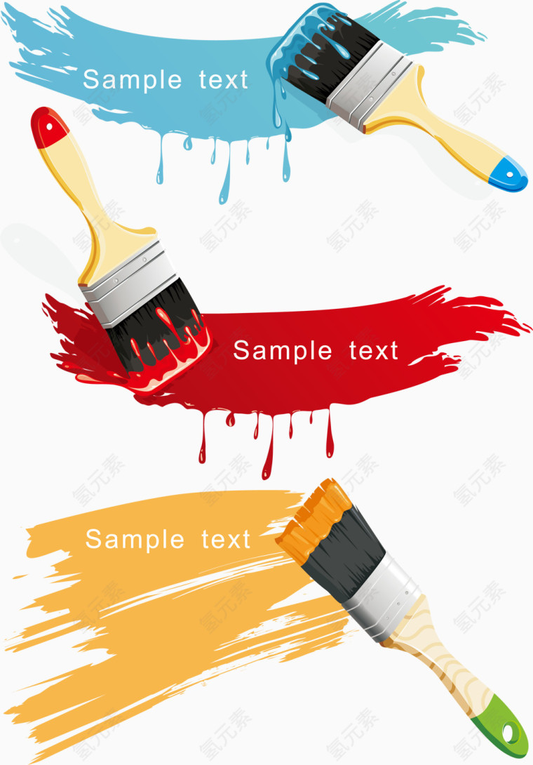 手绘彩色油漆刷子
