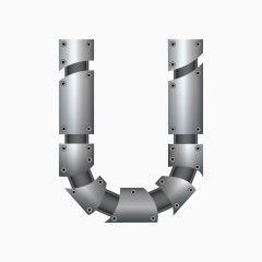 金属质感字母字体U