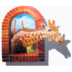 破窗而出的长颈鹿