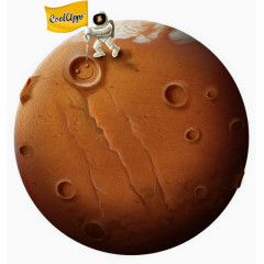 手绘月球表面宇航员