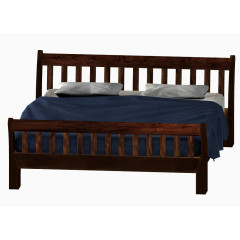 深咖色木板双人床