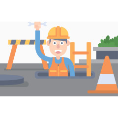 矢量下水道疏通工