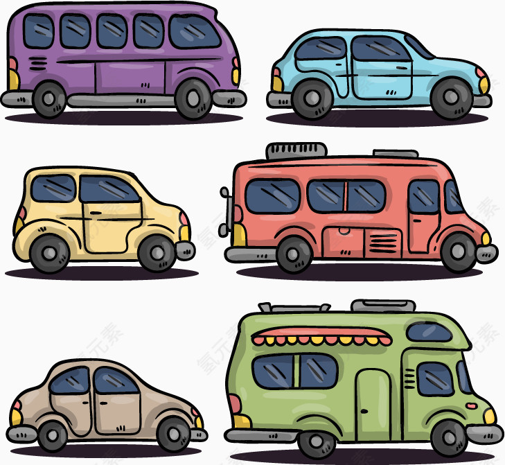 卡通手绘交通工具汽车