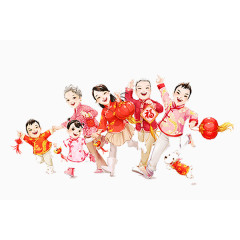 卡通手绘喜庆一家人