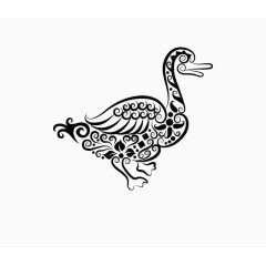 家禽陆地线条鹅卡通矢量图片