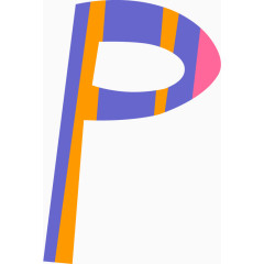可爱卡通斜杠英文字母P