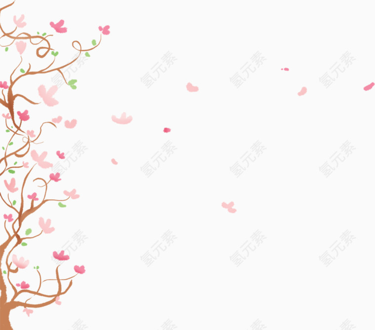 春天手绘漂浮花朵