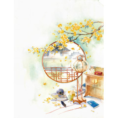 古风水彩桂花树