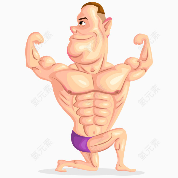手绘卡通肌肉男