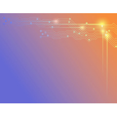 蓝黄渐变发光电路曲线科技背景矢量素材