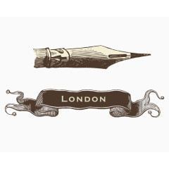 伦敦和巴黎的象征邮票笔头条幅矢量素材