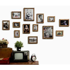 复古长方形实木照片墙