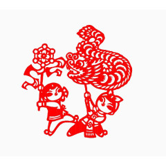 春节舞龙剪纸窗花
