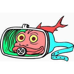 戴潜水眼镜的鱼素材免抠