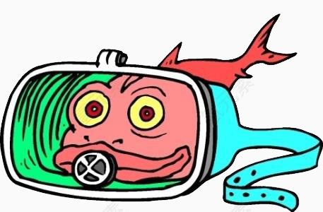 戴潜水眼镜的鱼素材免抠