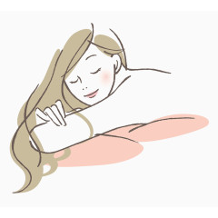 趴在床上的手绘美女矢量素材