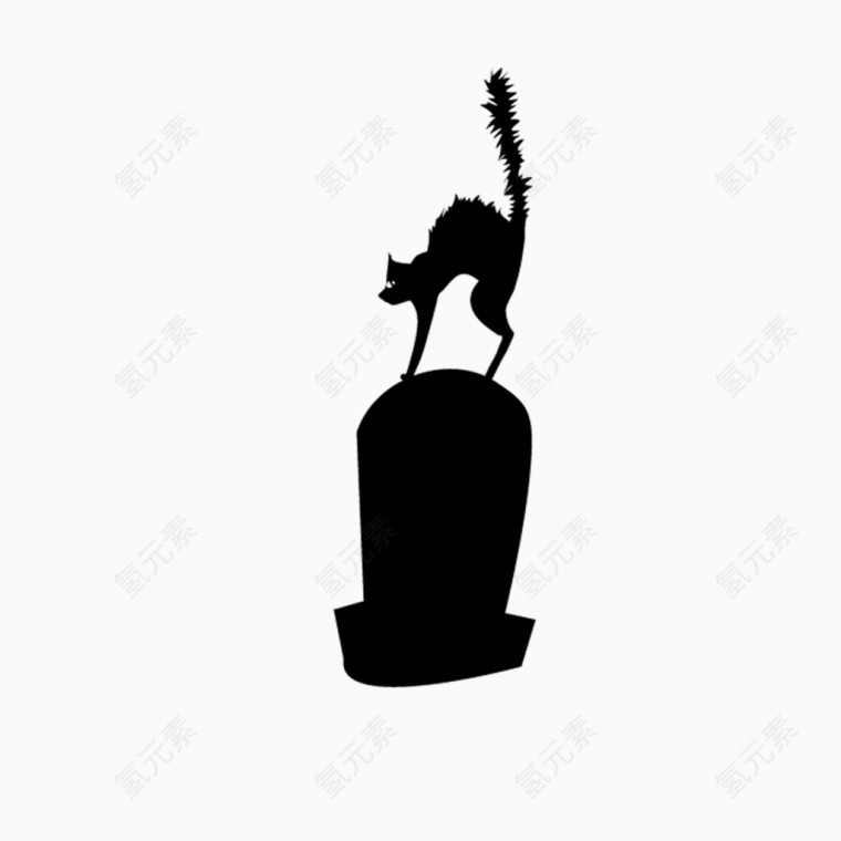 万圣节墓碑上的黑猫