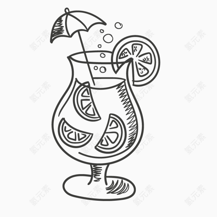 鸡尾酒手绘