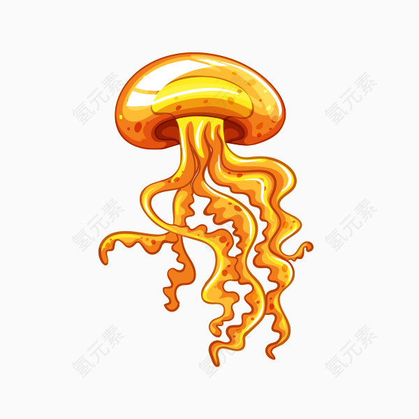 卡通手绘黄色水母